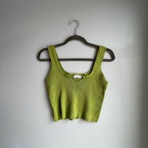 Green Ribbed Crop Size XL (Fits like S/M)